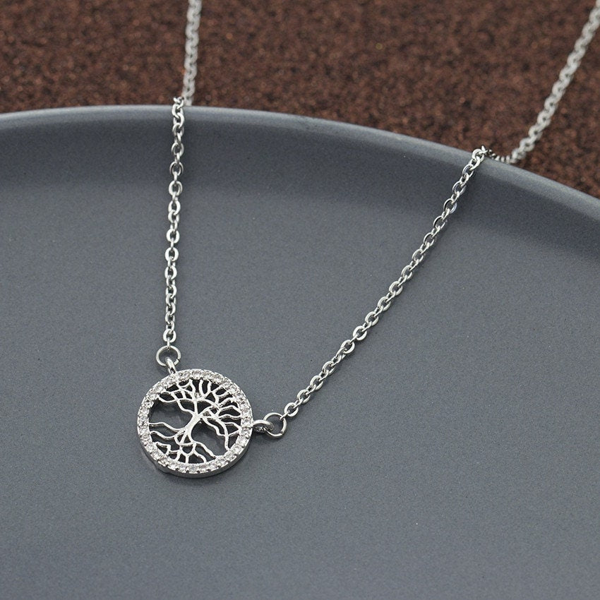 Boho Charm Coin Tree of Life Pendant, 18K Gold Layered Yogi Necklace, Dainty Minimalist Jewelry, Delicate Handmade for Women, Gift for Her
