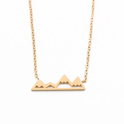 Boho Cute Mountain Outdoors Pendant, 18K Gold Layered Yogi Necklace, Dainty Minimalist Jewelry, Delicate Handmade for Women, Gift for Her