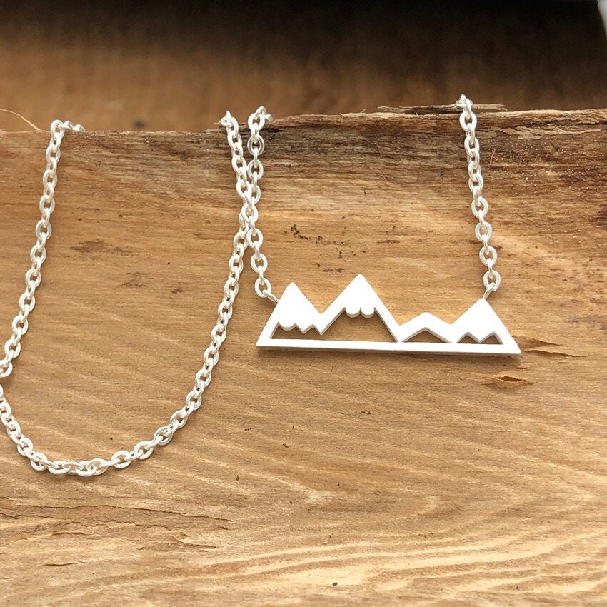 Boho Cute Mountain Outdoors Pendant, 18K Gold Layered Yogi Necklace, Dainty Minimalist Jewelry, Delicate Handmade for Women, Gift for Her