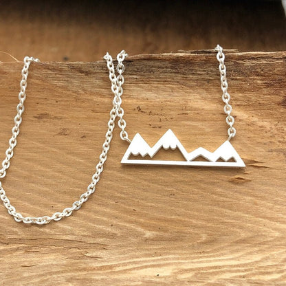 Boho Cute Mountain Outdoors Pendant, 18K Gold Layered Yogi Necklace, Dainty Minimalist Jewelry, Delicate Handmade for Women, Gift for Her