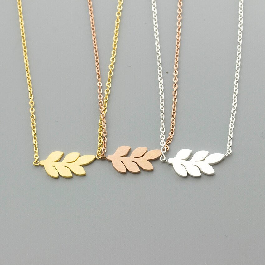 Boho Cute Charm Bay Leaf Pendant, 18K Gold Layered Yogi Necklace, Dainty Minimalist Jewelry, Delicate Handmade for Women, Gift for Her