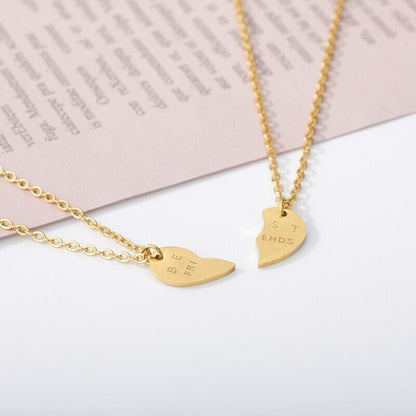 Boho Best Friend Heart Pendant, 18K Gold Layered Yogi Necklace, Dainty Minimalist Jewelry, Delicate Handmade for Women, Gift for Her