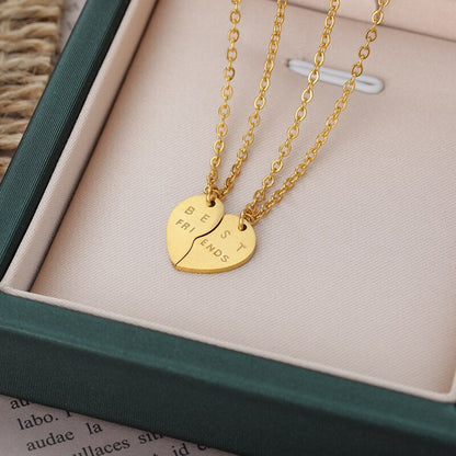Boho Best Friend Heart Pendant, 18K Gold Layered Yogi Necklace, Dainty Minimalist Jewelry, Delicate Handmade for Women, Gift for Her