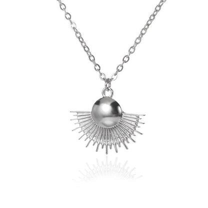 Punk Rising Sun Pendant, 18K Gold Layered Necklace, Gothic Dainty Minimalist Jewelry, Delicate Handmade for Women, Gift for Her