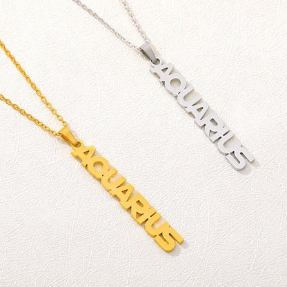 Zodiac Horoscope Constellation Name Pendant, 18K Gold Layered Necklace, Dainty Minimalist Jewelry, Delicate Handmade for Women, Gift for Her