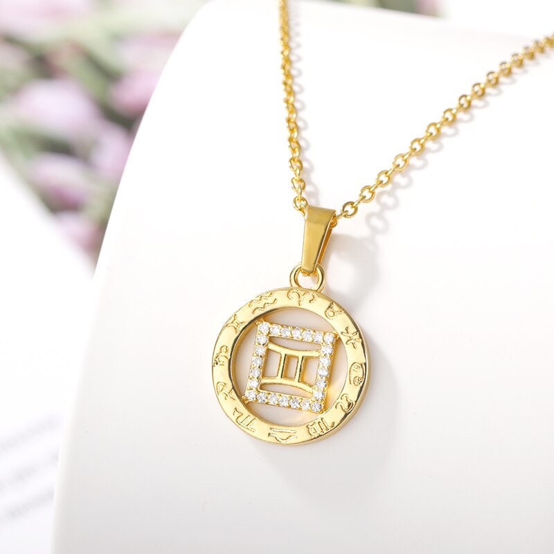 Boho Horoscope Pendant, 18K Gold Layered Zodiac Constellation Necklace, Dainty Minimalist Jewelry, Delicate Handmade for Women, Gift for Her