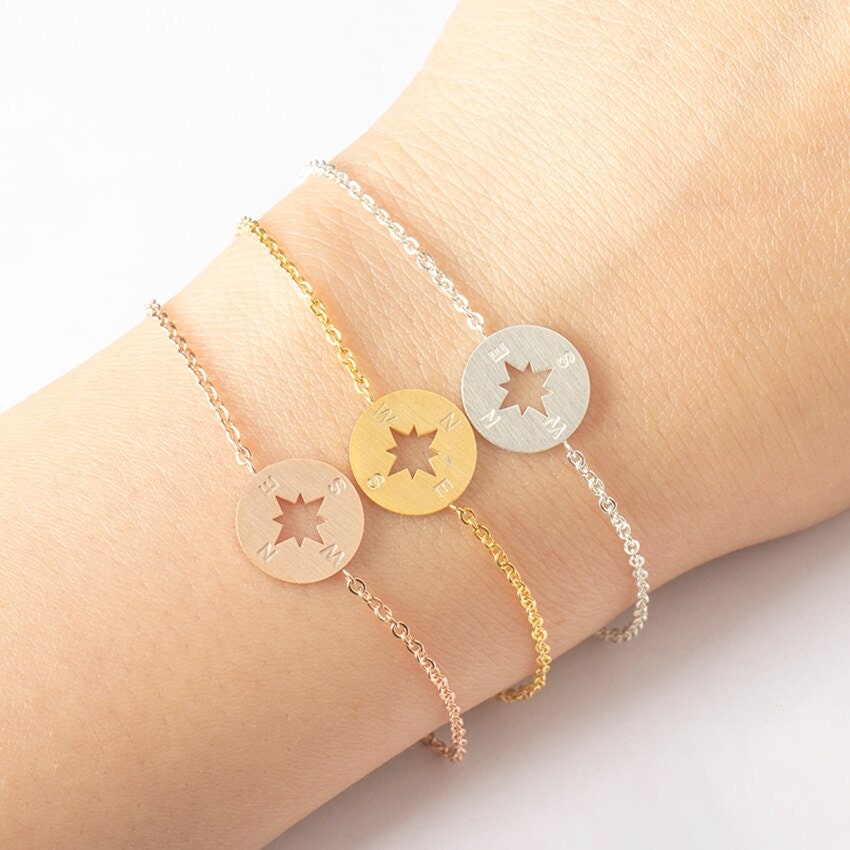 Boho Compass Star North South , 18K Gold Layered Yogi Bracelet, Dainty Minimalist Jewelry, Delicate Handmade for Women, Gift for Her