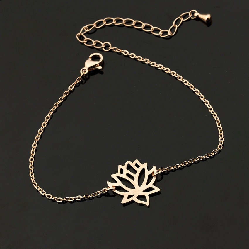 Boho Lotus Flower Buddhism, 18K Gold Layered Yogi Bracelet, Dainty Minimalist Jewelry, Delicate Handmade for Women, Gift for Her