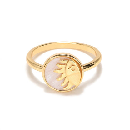 Punk Moonstone Sun Mood Tracker, 18K Gold Gothic Stackable Ring, Dainty Minimalist Jewelry, Delicate Handmade for Women, Gift for Her