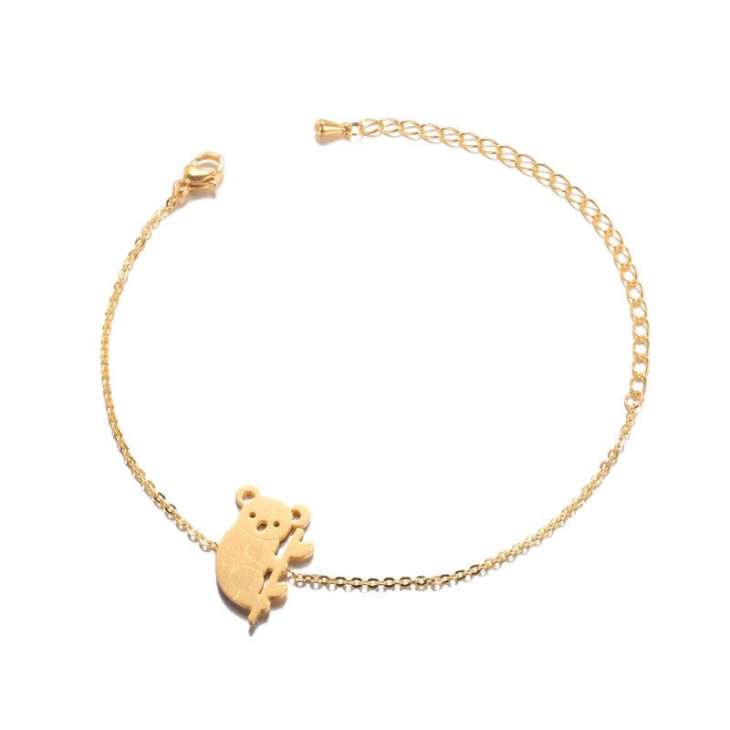 Boho Cute Charm Koala Bear, 18K Gold Layered Yogi Bracelet, Dainty Minimalist Jewelry, Delicate Handmade for Women, Gift for Her