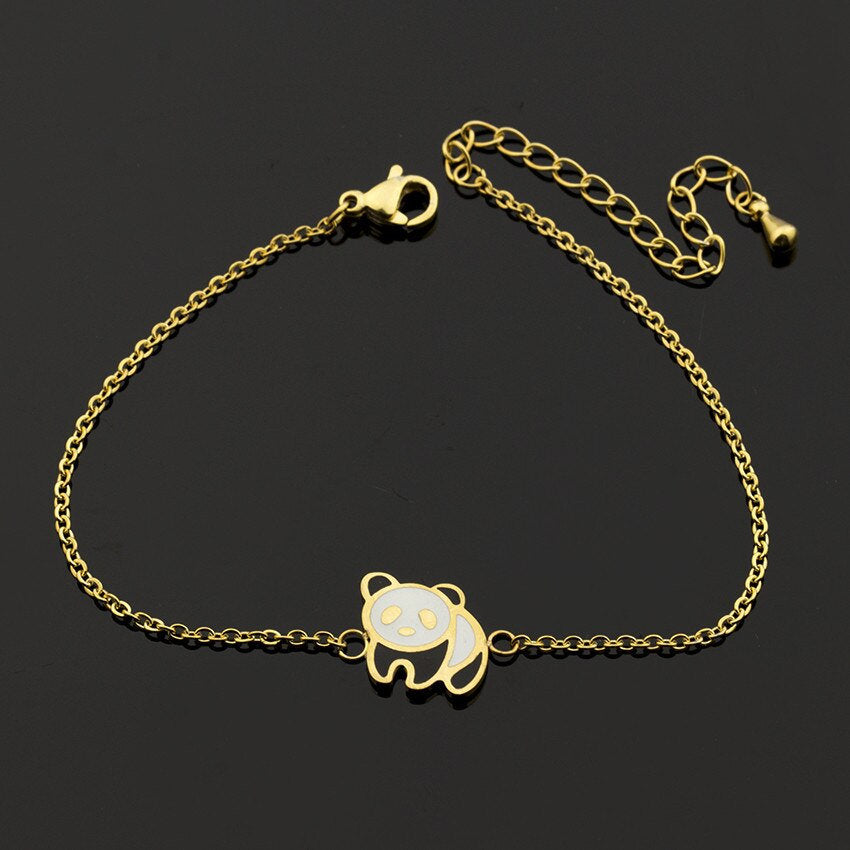 Cute Panda Bracelet, 18K Gold Panda Bracelet, Cute Animal Bracelet for Women, Gift for Her