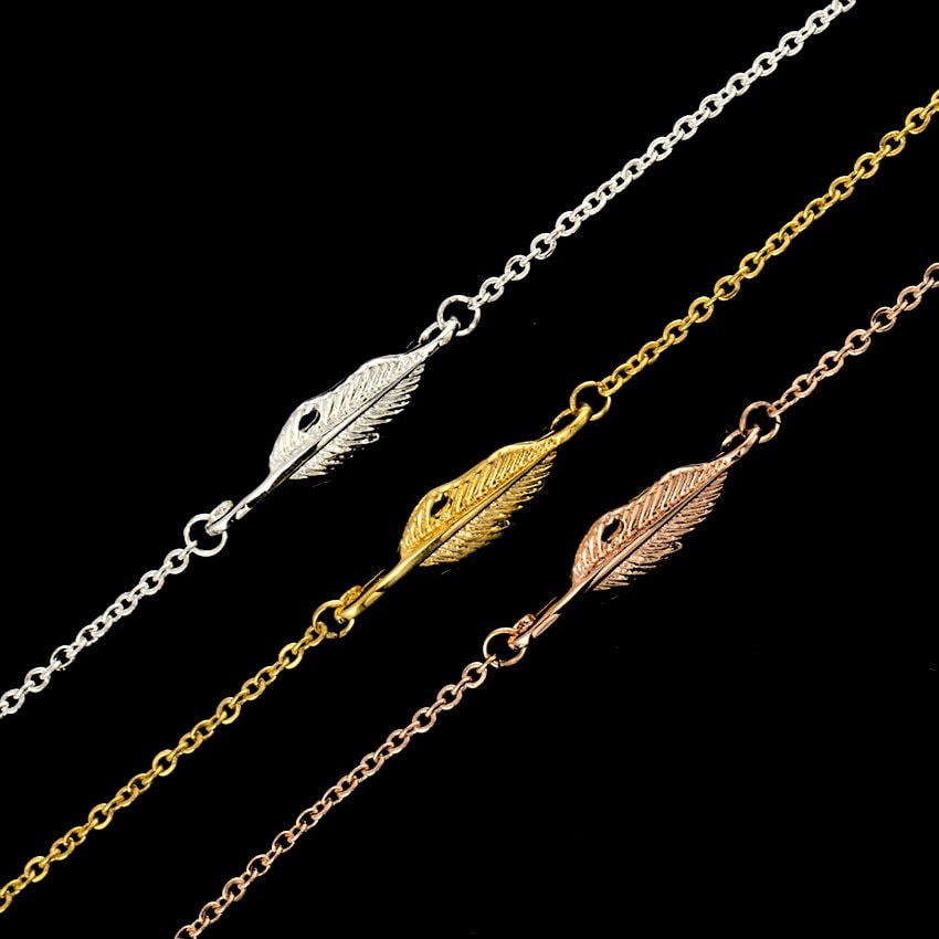 Boho Hippie Feather, 18K Gold Layered Yogi Bracelet, Dainty Minimalist Jewelry, Delicate Handmade for Women, Gift for Her