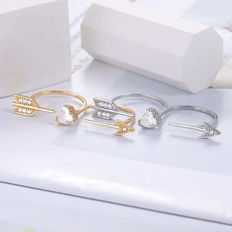 Boho Double Arrow , 18K Gold Yogi Stackable Ring, Dainty Minimalist Jewelry, Delicate Handmade for Women, Gift for Her