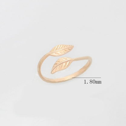 Hippie Boho Leaf, 18K Gold Yogi Stackable Ring, Dainty Minimalist Jewelry, Delicate Handmade for Women, Gift for Her