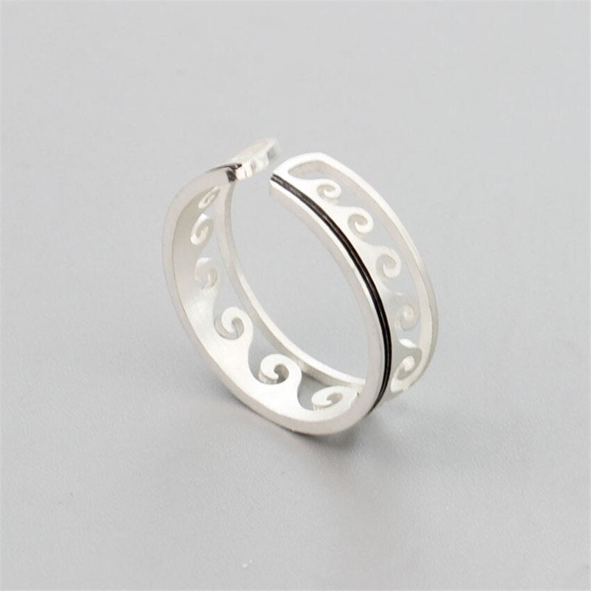Beach Surf Waves , Silver Tropical Stackable Ring, Dainty Minimalist Jewelry, Delicate Handmade for Women, Gift for Her