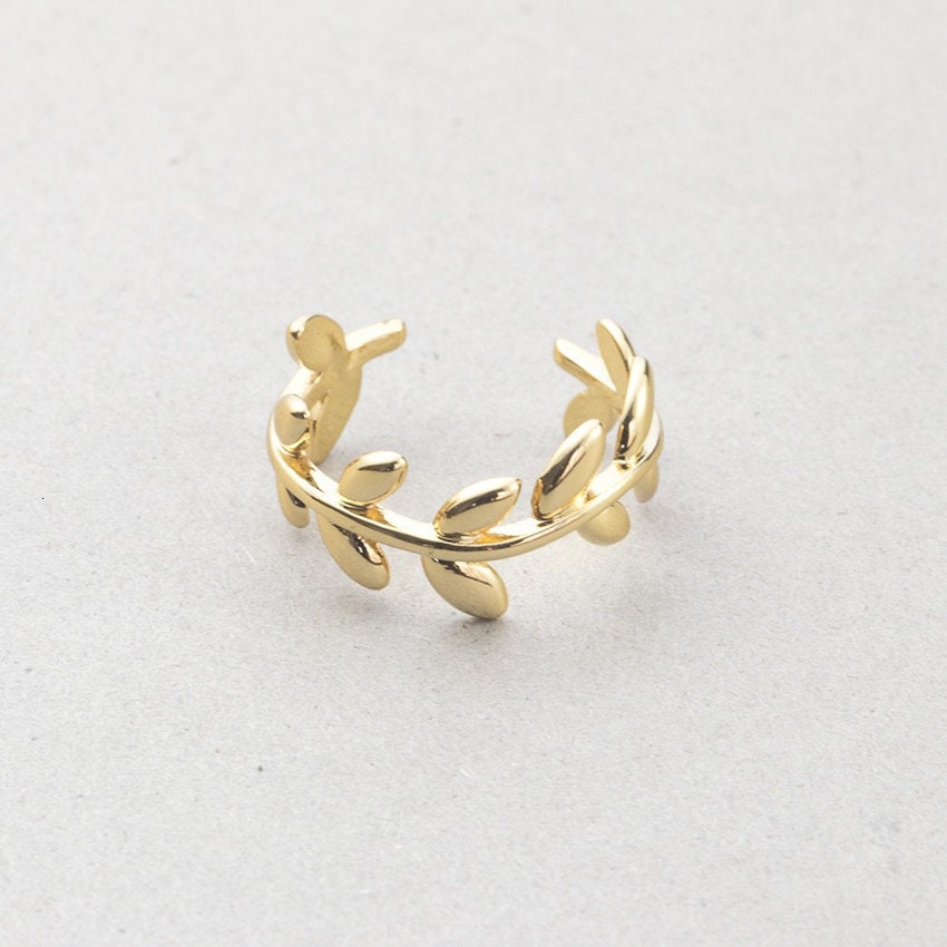Boho Leaf Hippie, 18K Gold Yogi Stackable Ring, Dainty Minimalist Jewelry, Delicate Handmade for Women, Gift for Her