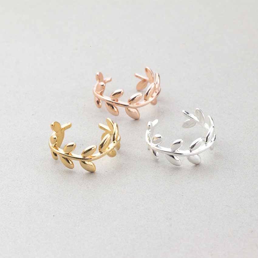 Boho Leaf Hippie, 18K Gold Yogi Stackable Ring, Dainty Minimalist Jewelry, Delicate Handmade for Women, Gift for Her