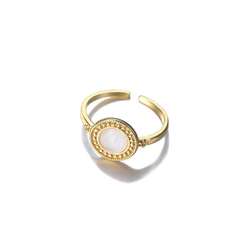 Boho Mood Tracker Moonstone, 18K Gold Yogi Stackable Ring, Dainty Minimalist Jewelry, Delicate Handmade for Women, Gift for Her