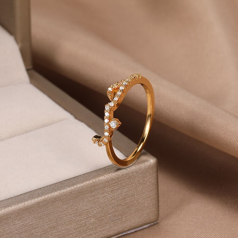 Crystal Arabic Love, 18K Gold Religious Stackable Ring, Dainty Minimalist Jewelry, Delicate Handmade for Women, Gift for Her