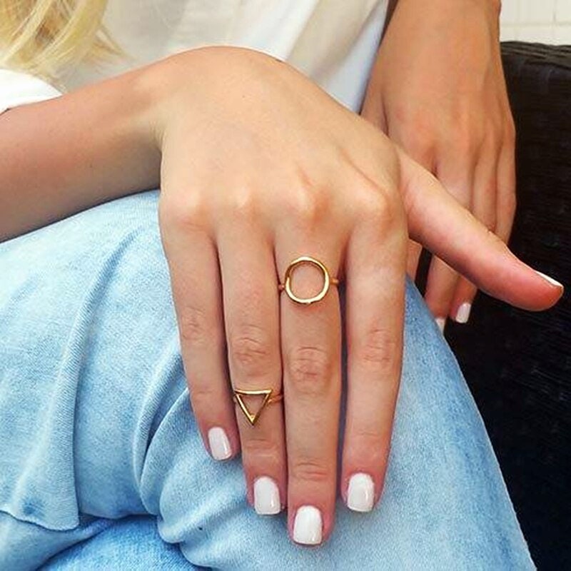 Boho Organic Circle, 18K Gold Yogi Stackable Ring, Dainty Minimalist Jewelry, Delicate Handmade for Women, Gift for Her