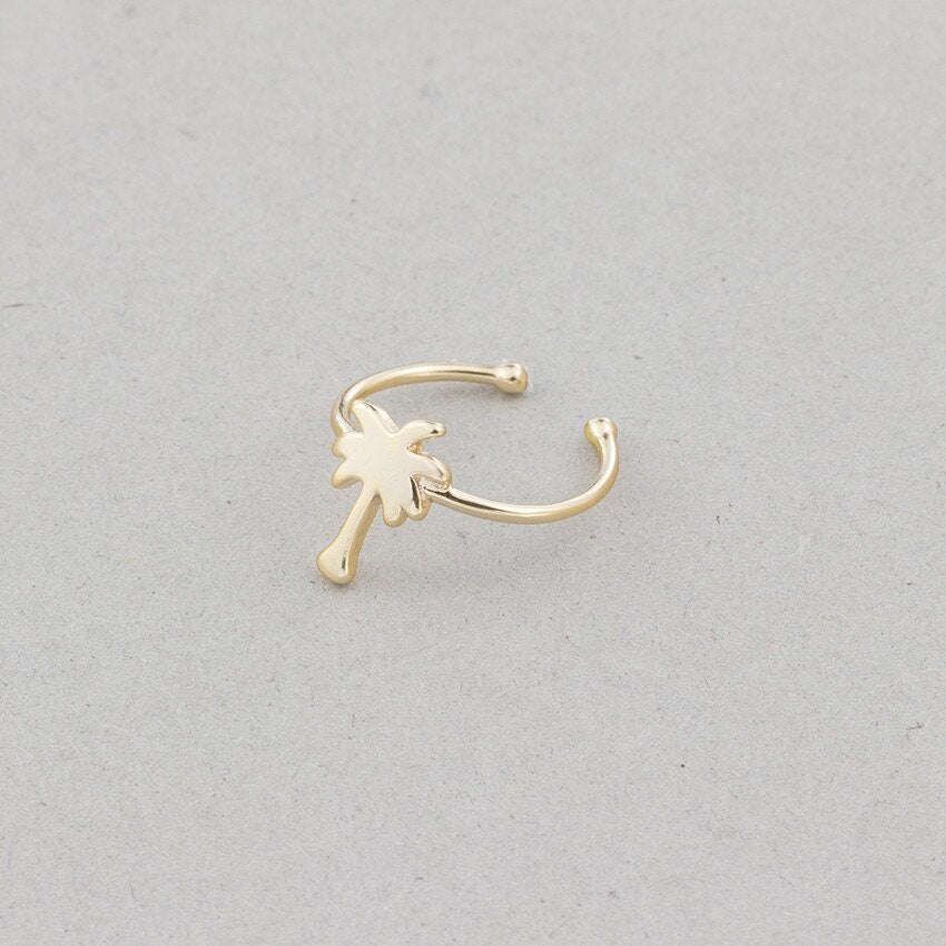 Boho Tropical Palm Tree, 18K Gold Yogi Stackable Ring, Dainty Minimalist Jewelry, Delicate Handmade for Women, Gift for Her