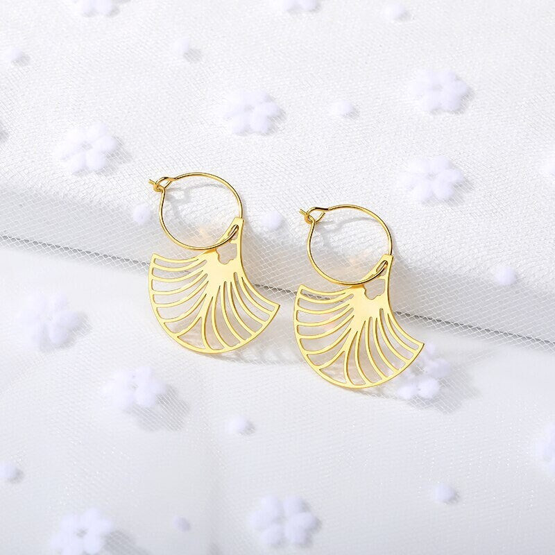 Boho Flower Hoops, 18K Gold Everyday Earrings, Dainty Minimalist Jewelry, Delicate Handmade Simple Accessories for Women, Gift for Her
