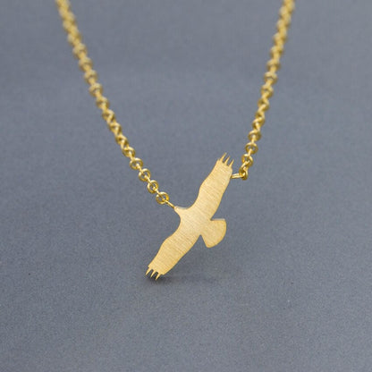 American Eagle Hawk Pendant Necklace, Gold Eagle Necklace for Women, 18K Gold Plated Dainty