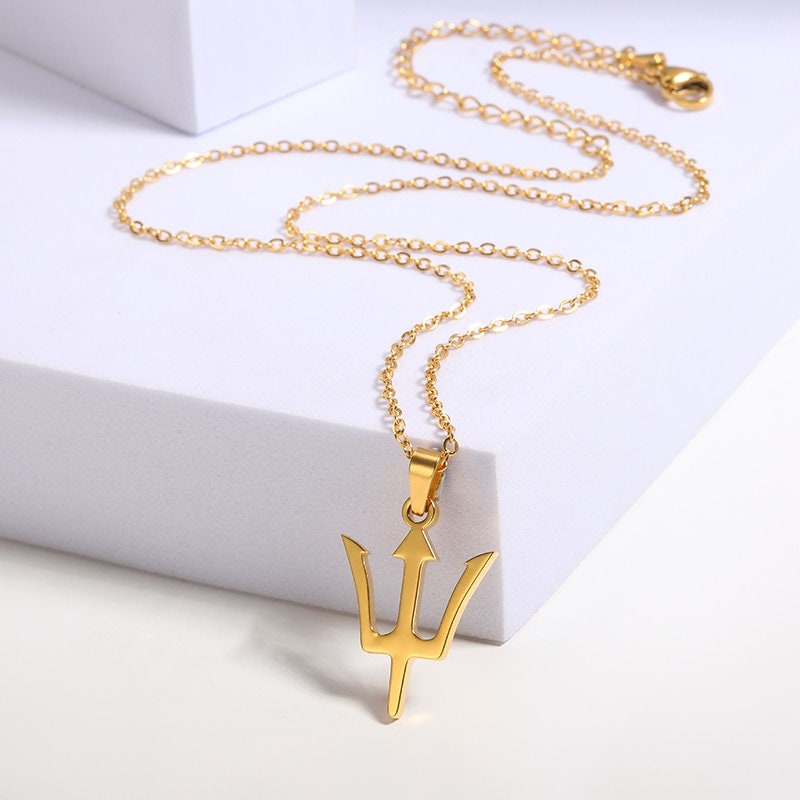 18K Gold Trident Necklace, Greek Mythology Necklace for Women, Gift for Her