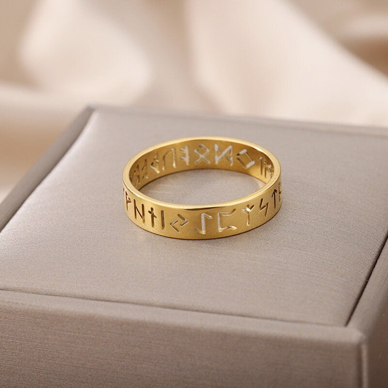 Nordic Viking Rune, 18K Gold Ring, Dainty Minimalist Accessories, Delicate Handmade Jewelry for Women, Gift for Her