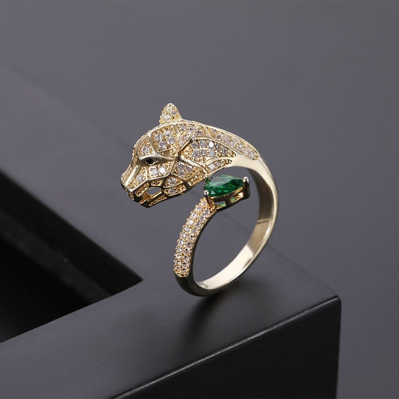 Punk Jaguar Ring, Punk Leopard Ring, 18K Gold Jaguar Ring, Gold Leopard Ring, Punk Fashion Ring for Women, Gift for Her