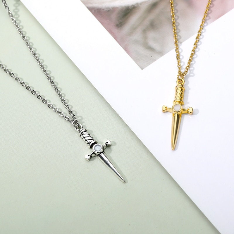 Sword Dagger Pendant, 18K Gold Necklace, Gothic Dainty