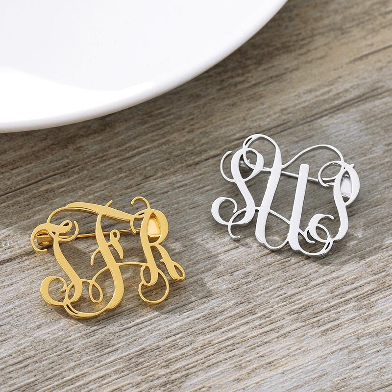Personalized Monogram Pin, Customized Monogram Pin, 18K Gold Custom Pin, Personalized Gift, Customized Gift, Gift for Her