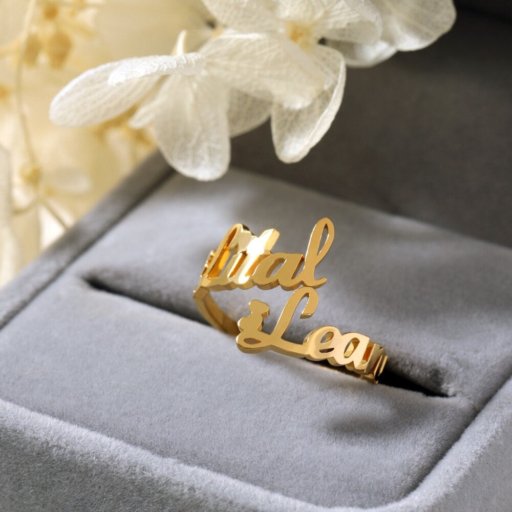 Personalized Couples Ring, Customized Couples Ring, 18K Gold Name Ring, Personalized Gift, Customized Gift, Gift for Her