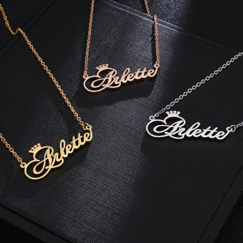 Personalized Crown Necklace, Customized Crown Necklace, 18K Gold Name Necklace, Personalized Gift, Customized Gift, Gift for Her