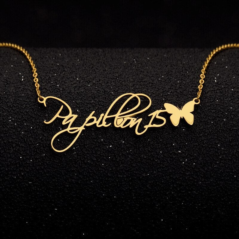 Personalized Butterfly Necklace, Customized Name Necklace, 18K Gold Butterfly Necklace, Personalized Gift, Customized Gift, Gift for Her