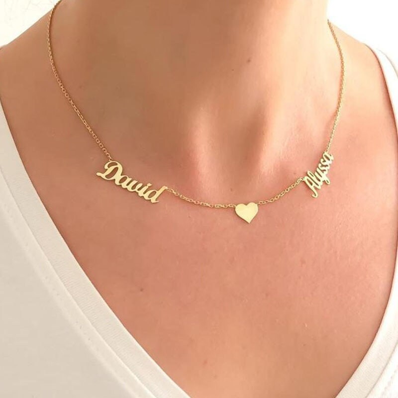 Personalized Couple Necklace, Customized Name Necklace, 18K Gold Name Necklace, Personalized Gift, Customized Gift, Gift for Her