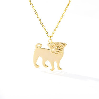 Cute Pug Pendant Necklace, 18K Gold Plated Dainty Animal Lover Charm Pendant, Dog Lover Necklace, Gift for Her