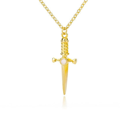 Sword Dagger Pendant, 18K Gold Necklace, Gothic Dainty