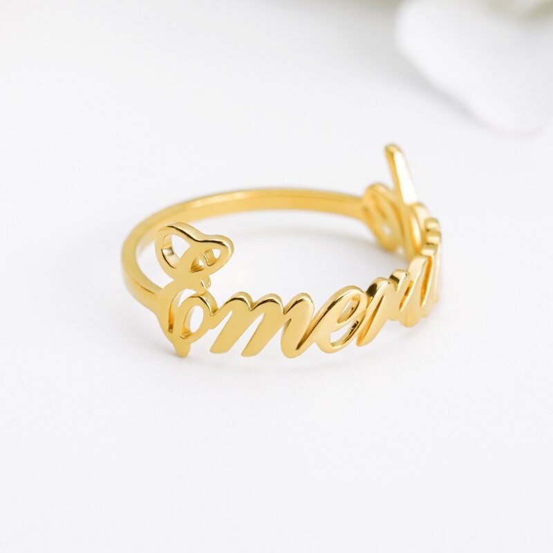 Personalized Name Ring, Customized Name Ring, 18K Gold Custom Ring, Personalized Gift, Customized Gift, Gift for Her