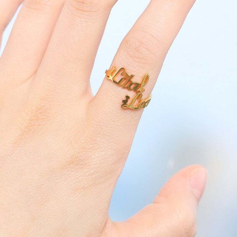 Personalized Couples Ring, Customized Couples Ring, 18K Gold Name Ring, Personalized Gift, Customized Gift, Gift for Her