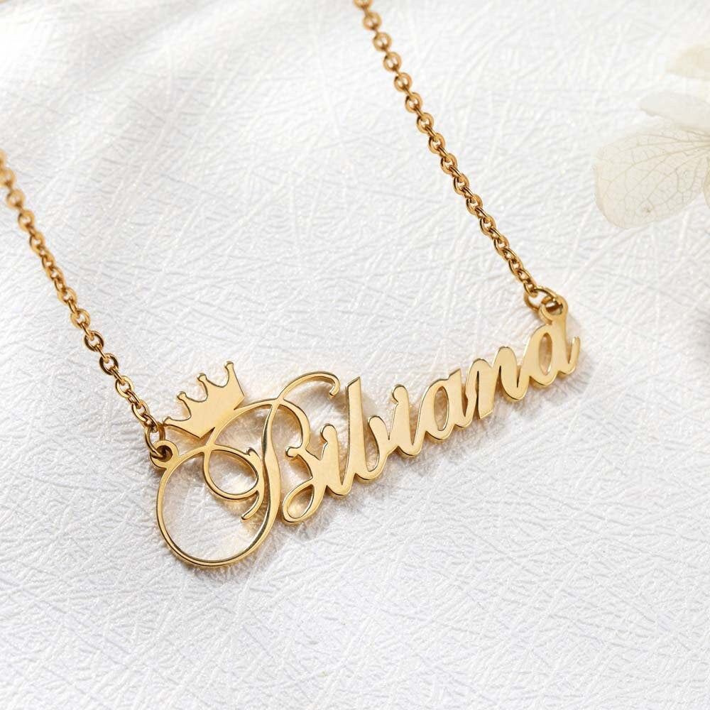 Personalized Crown Necklace, Customized Crown Necklace, 18K Gold Name Necklace, Personalized Gift, Customized Gift, Gift for Her