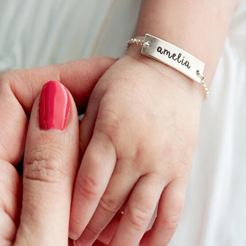 Personalized Baby Bracelet, Customized Baby Bracelet, 18K Gold Engraved Bracelet, Personalized Gift, Customized Gift, Gift for Her