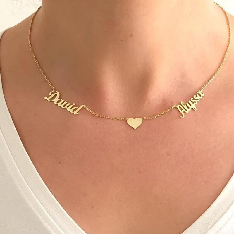 Personalized Couple Necklace, Customized Name Necklace, 18K Gold Name Necklace, Personalized Gift, Customized Gift, Gift for Her