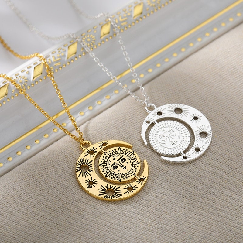 Gothic Moon Charm, Gothic Moon Necklace, 18K Gold Moon Pendant, Celestial Fashion Necklace for Women, Gift for Her