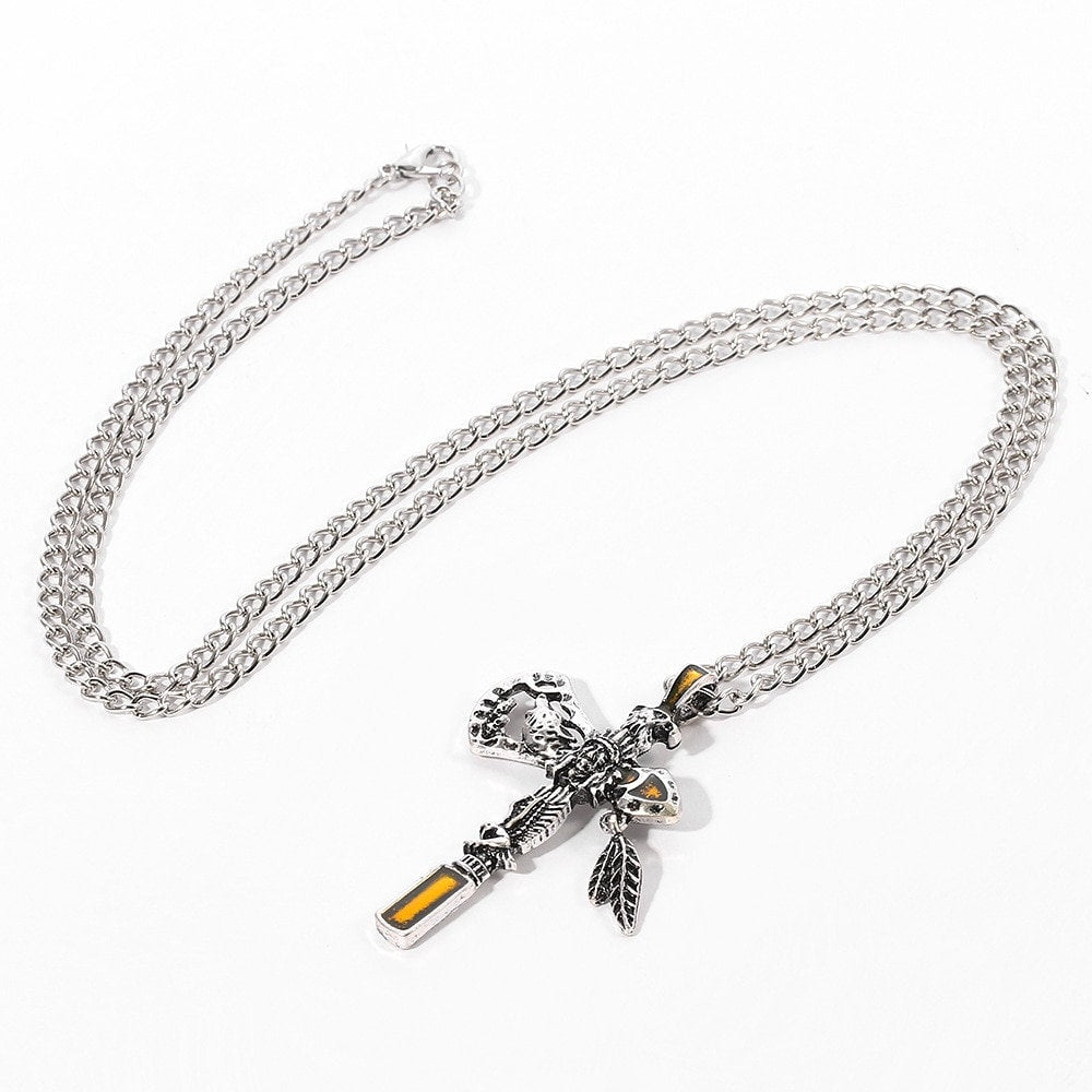Punk Indian Axe Necklace, Silver Indian Axe Necklace, Wolf Eagle Necklace, Native American Fashion Necklace for Women, Gift for Her