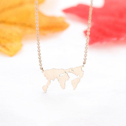 World Map Necklace, World Charm, 18K Gold World Map Necklace, Earth Charm, World Fashion Necklace for Women, Gift for Her