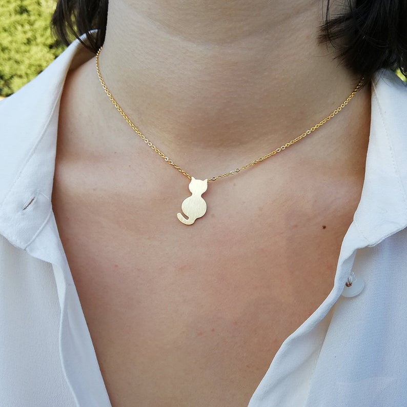 Cute Cat Necklace, 18K Gold Cat Necklace, Baby Cat Charm, Cute Cat Pendant, Cat Fashion Necklace for Women, Gift for Her