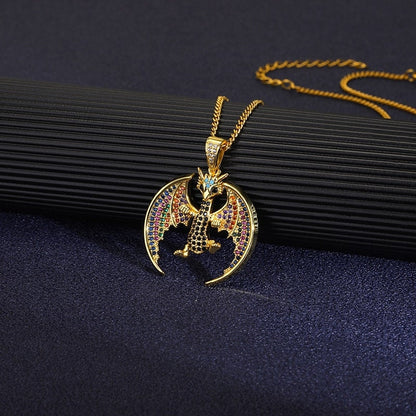 Punk Dragon Necklace, Gothic Dragon Necklace, 18K Gold Dragon Necklace, Dragon Charm, Dragon Pendant, Dragon Fashion Necklace for Women