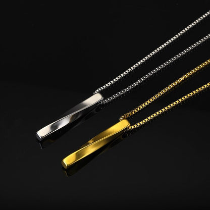 Punk Bar Necklace, 18K Gold Bar Necklace, Twisted Bar Necklace, Punk Fashion Necklace, Gift for Her, Gift for Him