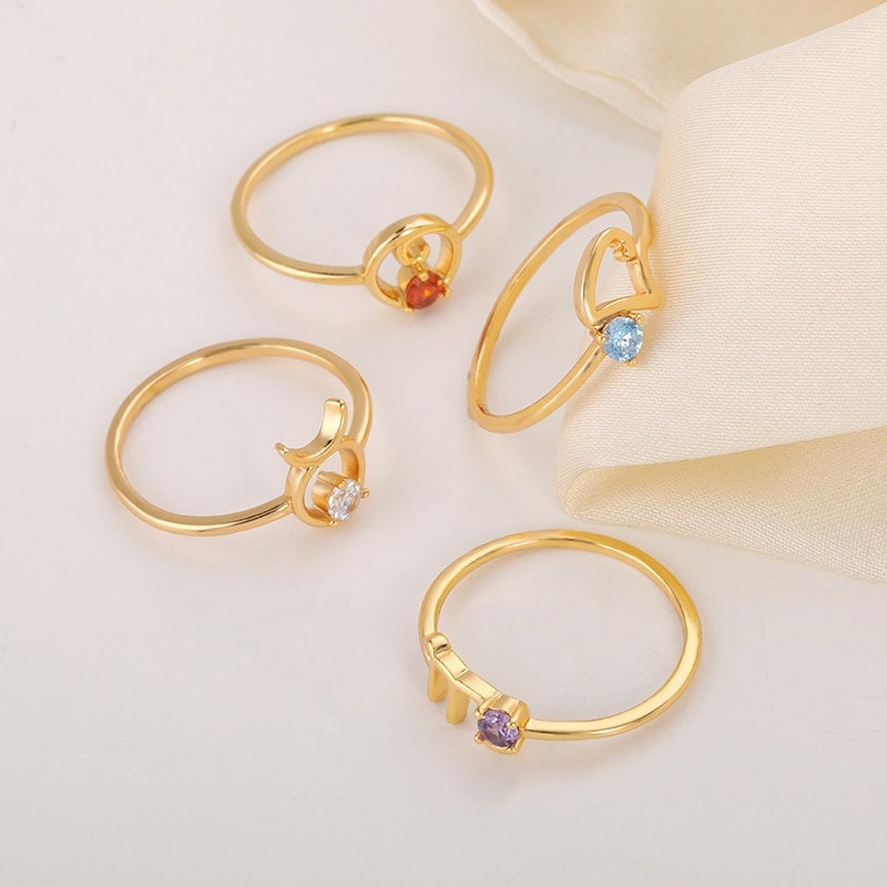 Minimalistic Horoscope Ring, Gold Horoscope Ring, Dainty Horoscope Ring, Zodiac Ring, Constellation Birthstone Ring for Women, Gift for Her